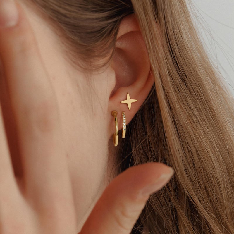 LOYATA Double Hoop Earrings for Women 14K Gold Plated Hypoallergenic Small Huggie Hoop Earrings Gold Hoops Twist Stud Earrings Trendy Illusion Ear Jewelry for Women Gifts - Image 3